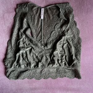 Lace Trim Sage Green Bralette Top